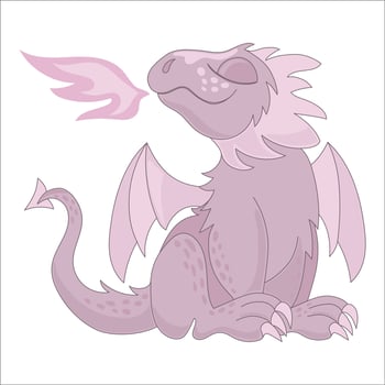 PINK DRAGON Fairy Tale Cartoon Animal Vector Illustration