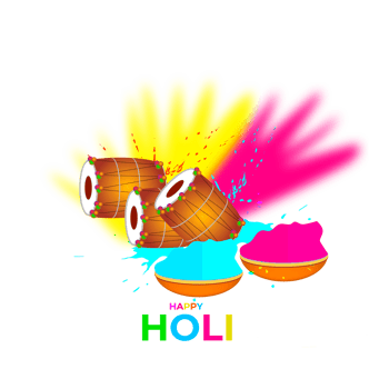 Happy holi festival design with splashing color png