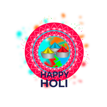 Happy holi festival design with splashing color png