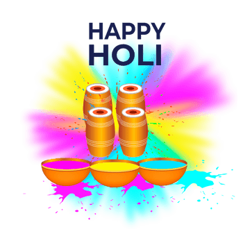 Happy holi festival design with splashing color png