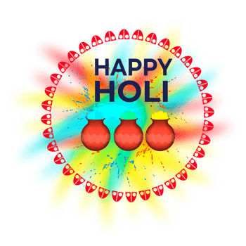 Happy holi festival design with splashing color png