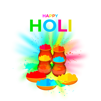 Happy holi festival design with splashing color png