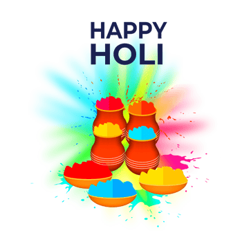 Happy holi festival design with splashing color png