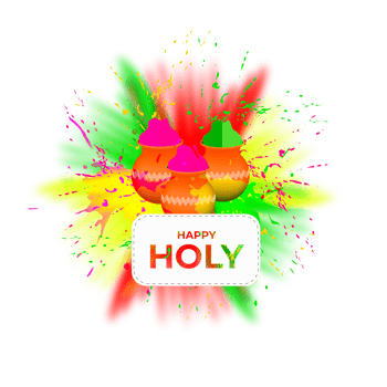 Happy holi festival design with splashing color png