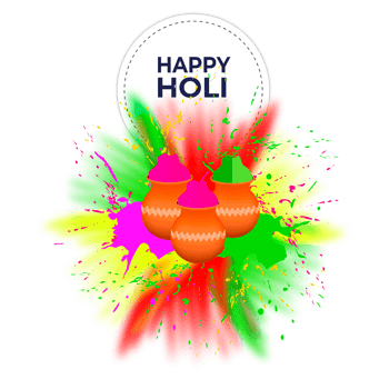 Happy holi festival design with splashing color png