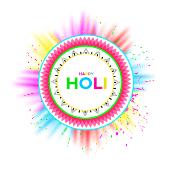 Happy holi festival design with splashing color png