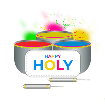 Happy holi festival design with splashing color png