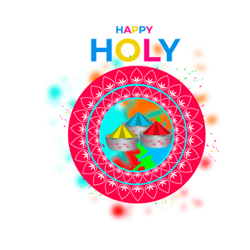 Happy holi festival design with splashing color png