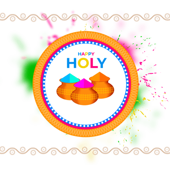 Happy holi festival design with splashing color png