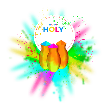 Happy holi festival design with splashing color png