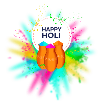Happy holi festival design with splashing color png
