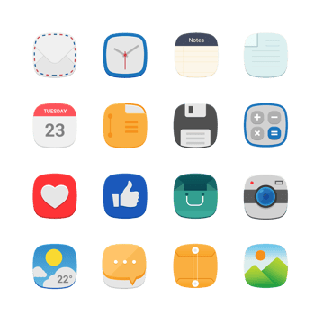 General round flat icon set png