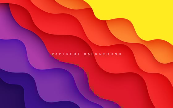 multi colored abstract red orange purple yellow colorful wavy papercut overlap layers background. eps10 vector