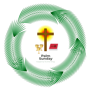Ppalm sunday design with cross and palm leaf png