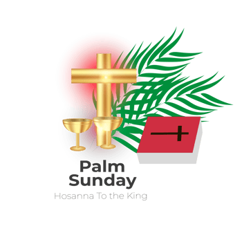 Ppalm sunday design with cross and palm leaf png