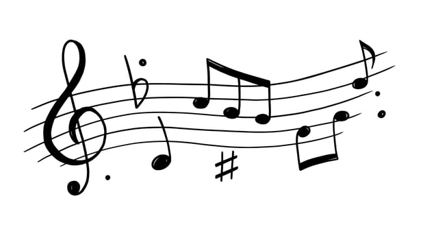 Music note doodle drawn background vector