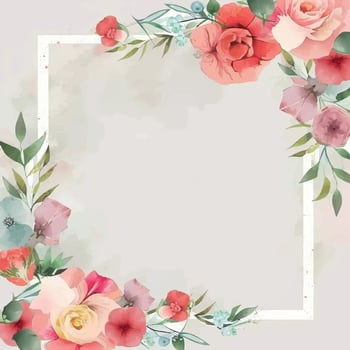 Watercolor flower frame background vector