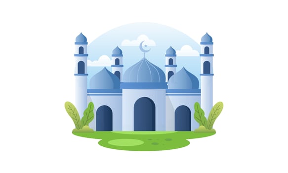 Beautiful Ramadan Kareem Mosque Vector Illustration