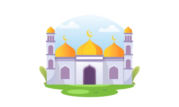 Beautiful Ramadan Kareem Mosque Vector Illustration