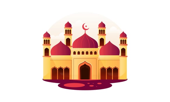 Beautiful Ramadan Kareem Mosque Vector Illustration