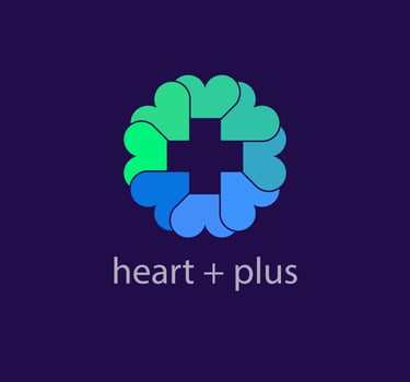 Health plus and intertwined Heart family logo. Unique color transitions. corporate healthcare company logo template. vector