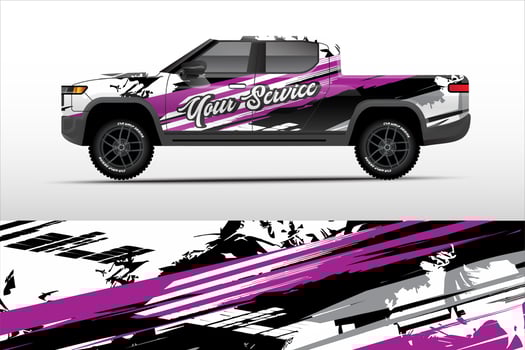 Truck sticker wrap design, graphic abstract grunge line design for adventure and racing. vector
