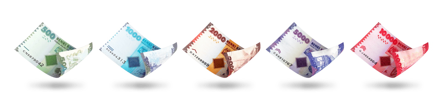 Set of Tanzanian shilling notes in different denominations. 3d illustration png