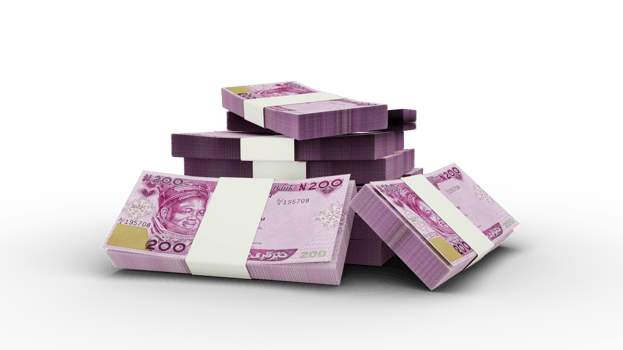 3d rendering of Stack of Nigerian Naira notes. bundles of Nigerian currency notes png