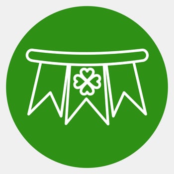 Icon bunting with clover. St. Patrick's Day celebration elements. Icons in green style. Good for prints, posters, logo, party decoration, greeting card, etc. vector