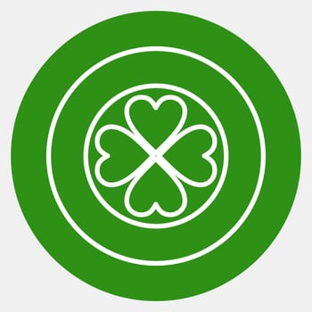 Icon gold coin with clover. St. Patrick's Day celebration elements. Icons in green style. Good for prints, posters, logo, party decoration, greeting card, etc. vector