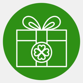 Icon st patricks gift box. St. Patrick's Day celebration elements. Icons in green style. Good for prints, posters, logo, party decoration, greeting card, etc. vector