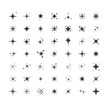 Set of twinkling star, sparkle firework decoration. twinkle shiny flash design elements isolated on white background. vector