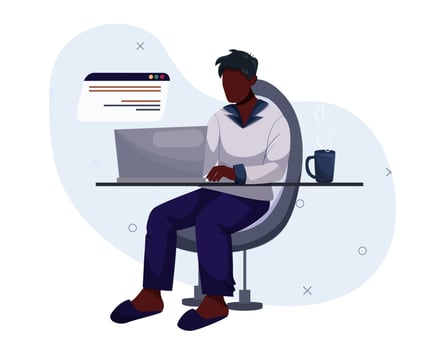 Wear Pajamas to Work Day. black cartoon character in pajamas running. remote work, pajamas in the office. Vector