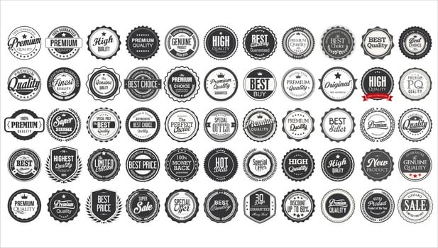 Premium quality retro vintage badges isolated on white background vector
