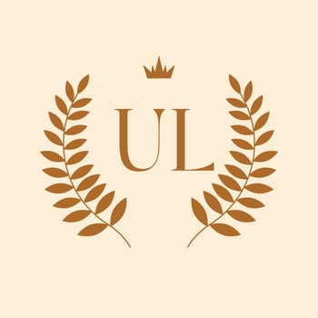 UL initials logo design. Letters ul royal emblem with crown. vector