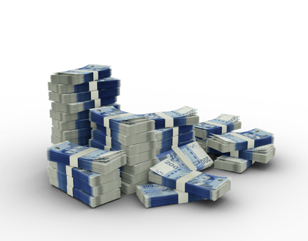 Stack of Moroccan Dirham notes. 3d rendering of bundles of money isolated on transparent background png
