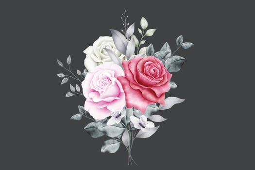 Beautiful Floral Roses Boquet Watercolor vector