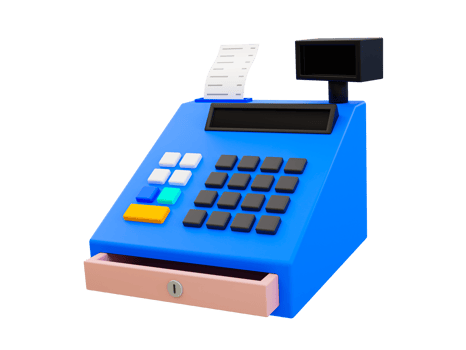 3d minimal cash register. supermarket cash register icon. payment and checkout process. 3d rendering illustration. png