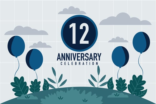 Vector 12 years anniversary invitation card. anniversary celebration modern design illustration template.