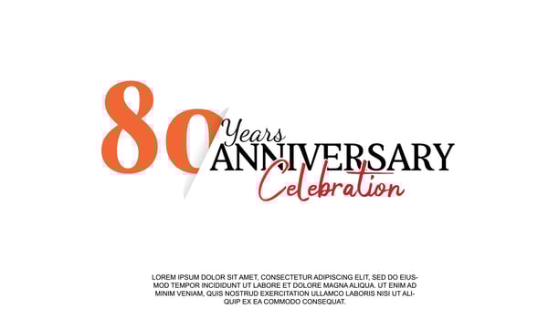 80 years anniversary logotype number with red and black color for celebration event isolated vector