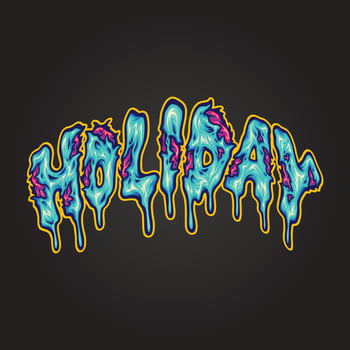 Creepy melted word holiday hand lettering text vector illustrations for your work logo, merchandise t-shirt, stickers and label designs, poster, advertising business company brands
