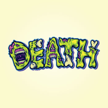 Death word zombie bone lettering text vector illustrations for your work logo, merchandise t-shirt, stickers and label designs, poster, greeting cards advertising business company