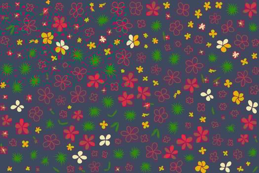 floral ornament pattern in colorful flat design for gift wrapping, vector stock