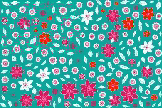 floral ornament pattern in colorful flat design for gift wrapping, vector stock