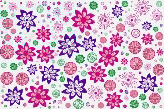 floral ornament pattern in colorful flat design for gift wrapping, vector stock
