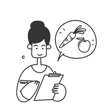 hand drawn doodle person with diet plan icon illustration vector