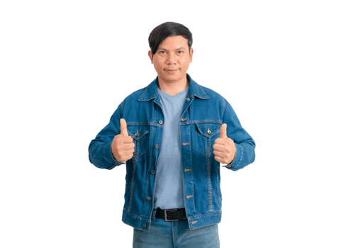 Asian man in shirt and jeans png