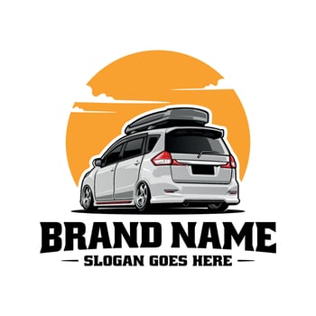 car with roof box container illustration logo vector