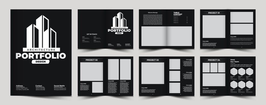 Vector portfolio or interior portfolio or real estate portfolio or project portfolio