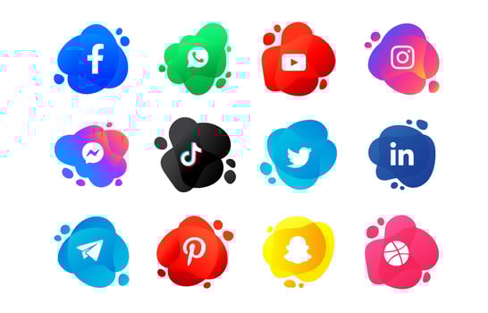 Social Media Modern Unique Icon Collection vector